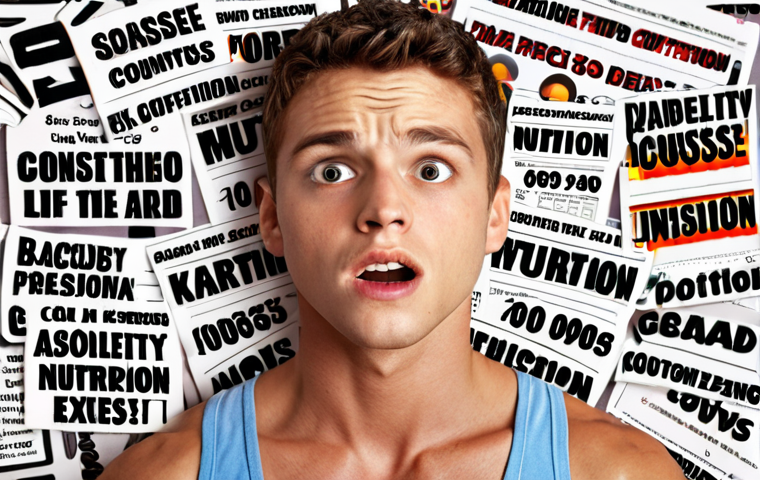 **Image:** A frustrated exam candidate surrounded by scattered papers filled with calorie counts, macro percentages, and conflicting exercise plans. Overlaid text: "Knowledge Gaps: Nutrition & Exercise Confusion."